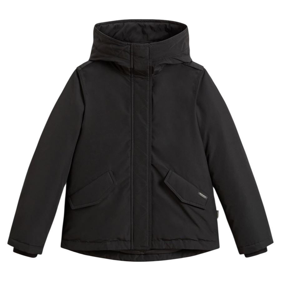 Military jacket giacca imbottita in Ramar Cloth con cappuccio da donna Woolrich | CFWWOU2075BLK